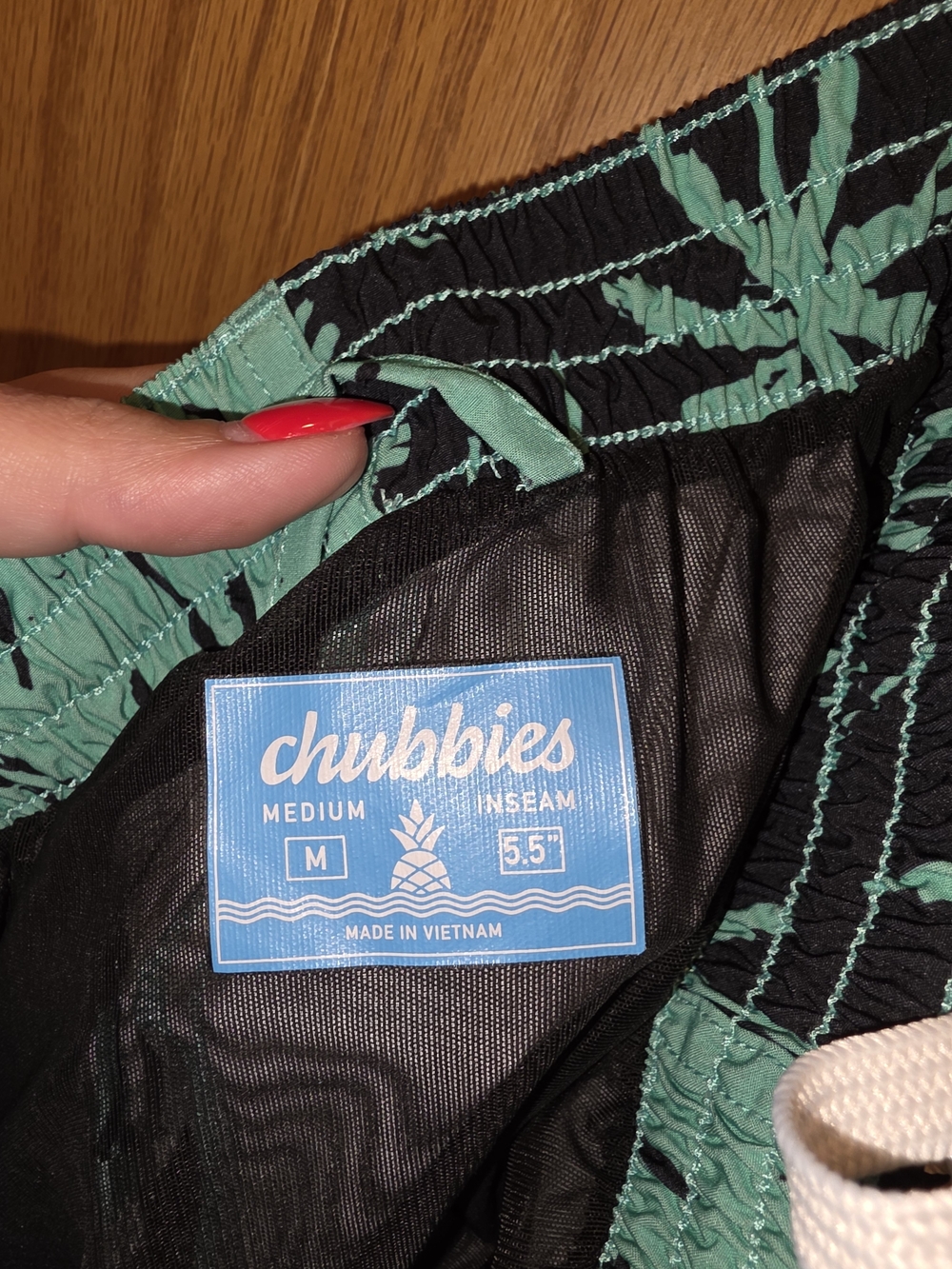 chubbies Two-Tone Palm Print Swim Trunks - Aqua & Black - Picture 2 of 4